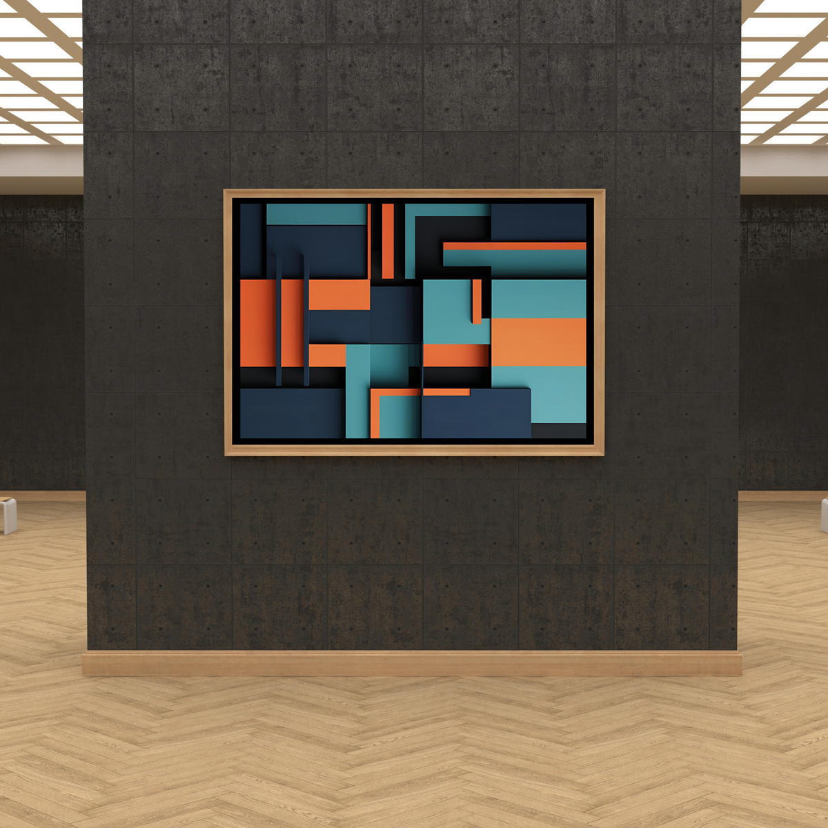 Vibrant Abstract Wall Art – Blue, Navy & Orange Tones (Digital Download)