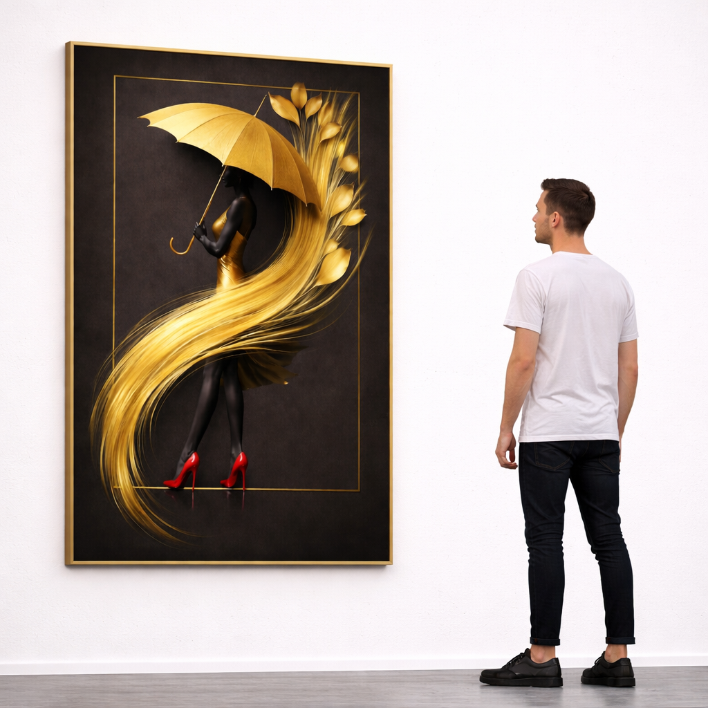 Luxury Gold & Red Woman Wall Art Set of 3 – Elegant Fashion Illustration Digital Download (Instant Print)