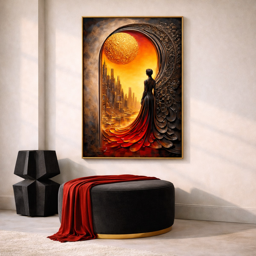 Red Moon Sunset Wall Art Set – Fiery Fantasy Landscape Printable – Dramatic Celestial Digital Download (11x14, 16x20, 18x24, 24x36)