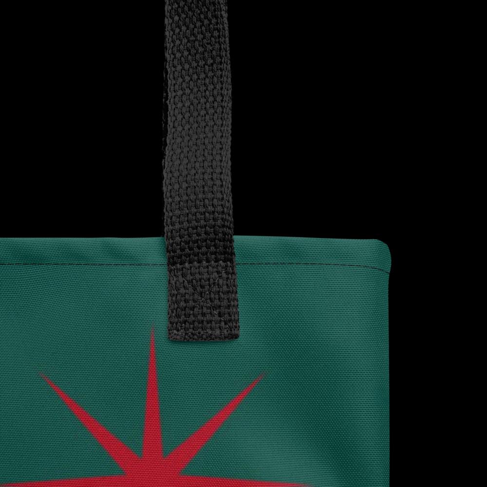 Green “Merry Christmas” Tote Bag with Red Stars – 15”x15” Holiday Carryall