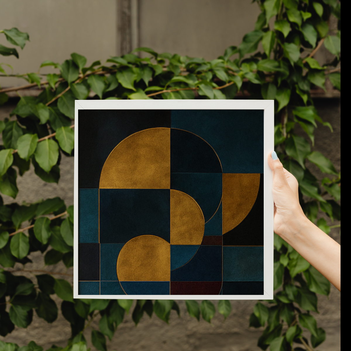 Blue & Gold Abstract Wall Art Digital Download – Square Modern Prints (20x20, 24x24, 36x36)