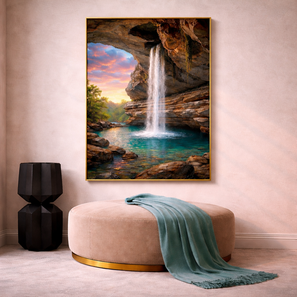 Moonlit Waterfall Wall Art Set – Fantasy Nature Printable Wall Decor – Digital Download (11x14, 16x20, 18x24, 24x36)
