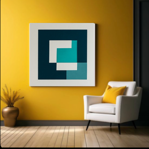 Teal & Blue Abstract Wall Art – Modern Minimalist Digital Download, Square Printable Art (20x20, 24x24, 36x36)