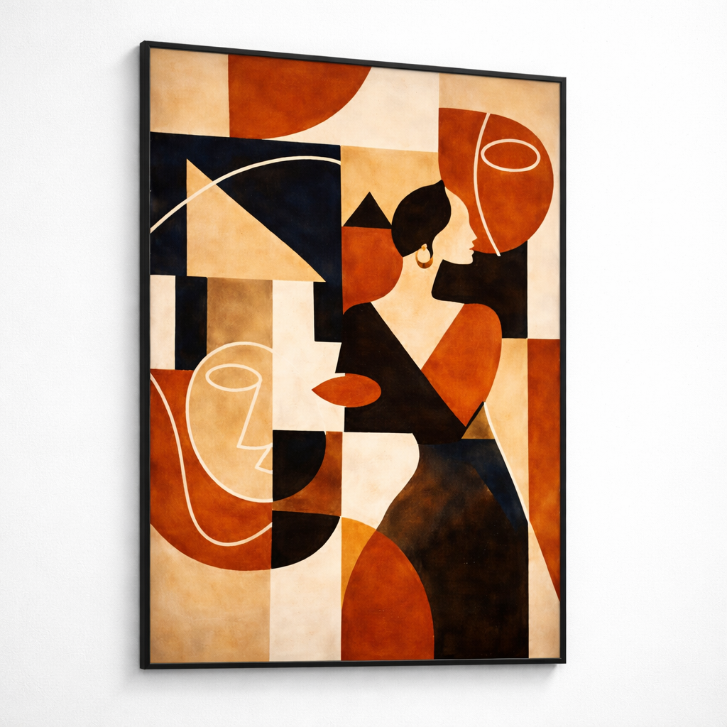 Modern Abstract Face Wall Art Set – Geometric Portrait Printable – Mid Century Neutral Decor – Digital Download (11x14, 16x20, 18x24, 24x36)