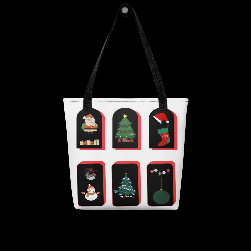 Christmas Tote Bag – 15×15″ White Background with Elegant Festive Design