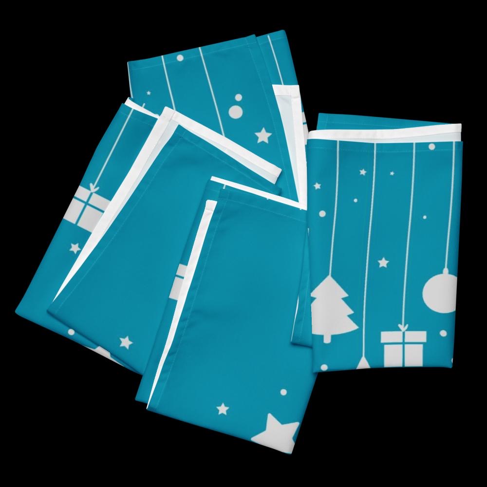 Teal and White Christmas Cloth Napkin Set – 4 Pack | 20x20 Inch Holiday Table Décor, Elegant Reusable Fabric Napkins for Dining, Parties & Christmas Tablescape