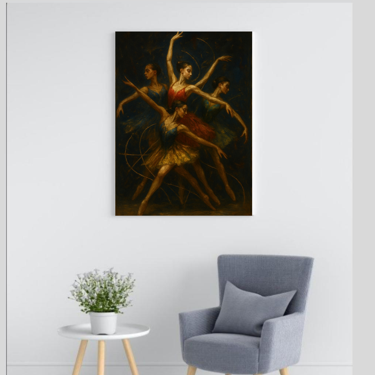 Abstract Gold Red Black Silhouette Canvas Wall Art