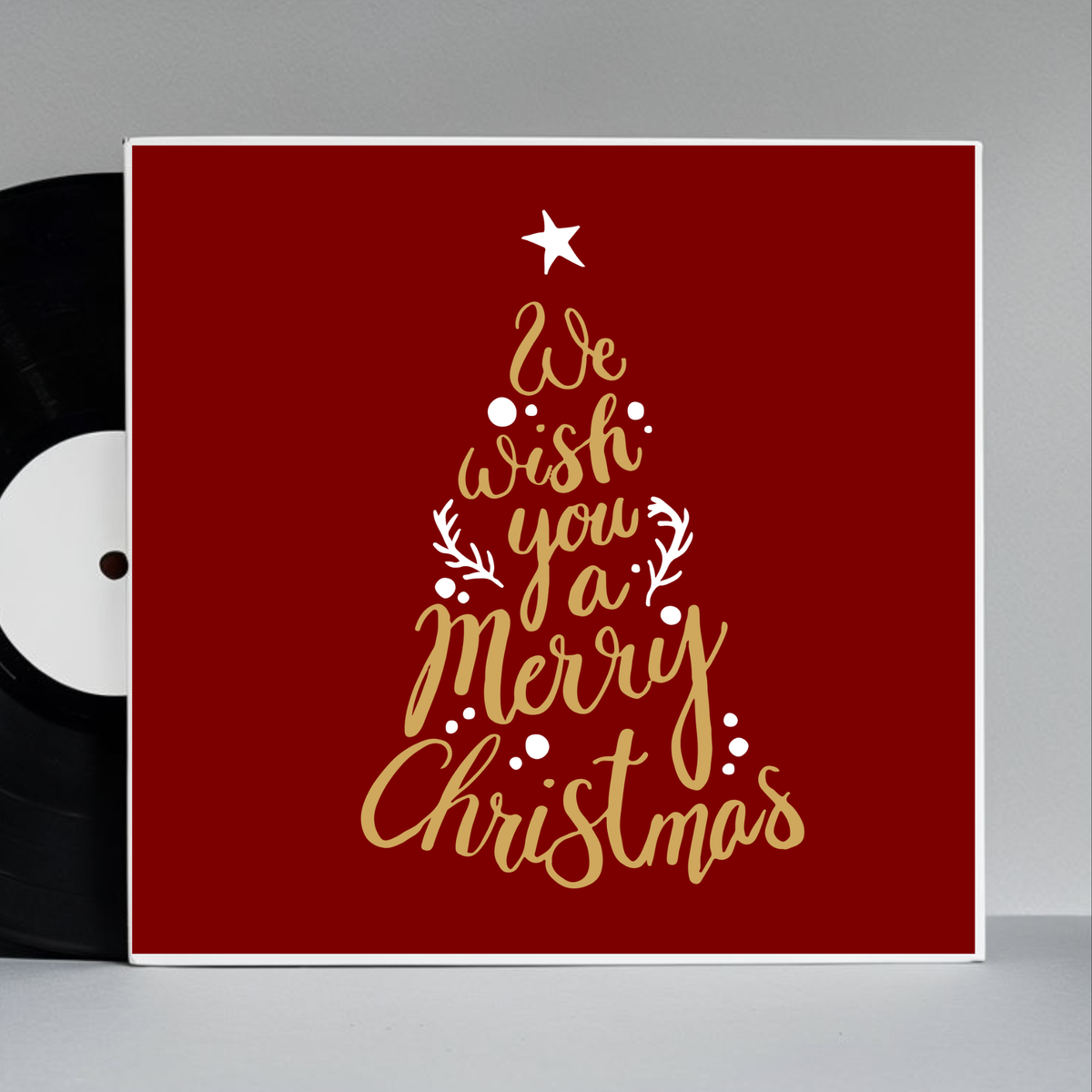 Red Christmas Wall Art Set of 2 | Square Holiday Prints | Red White and Gold Digital Download | Modern Festive Wall Decor