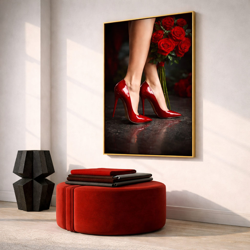 Red High Heel Wall Art Set – Glam Fashion Printable Decor – Luxury Romantic Digital Download (11x14, 16x20, 18x24, 24x36)