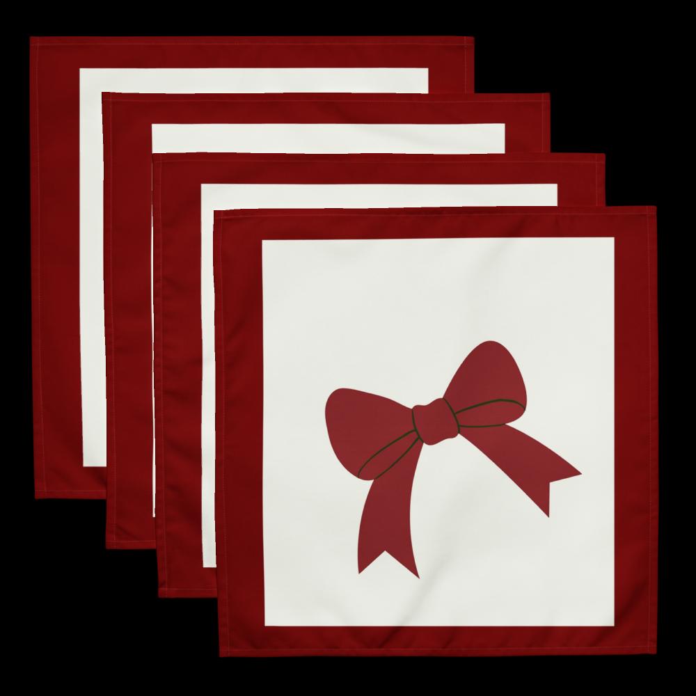 Red & White Christmas Cloth Napkin Set (4) — 20 x 20 in Reusable Polyester Dinner Napkins