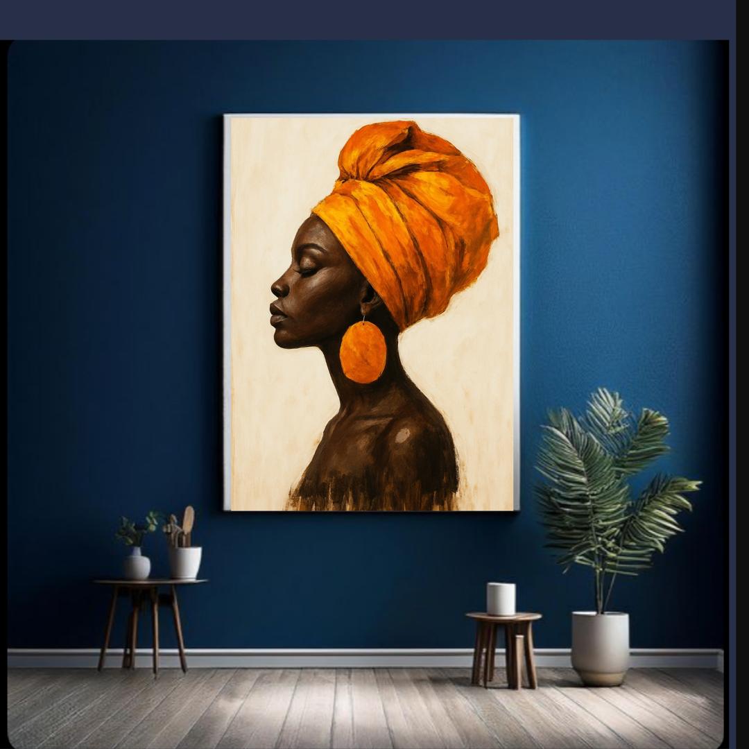 Afrocentric Orange & Beige Wall Art Bundle – Printable Digital Set