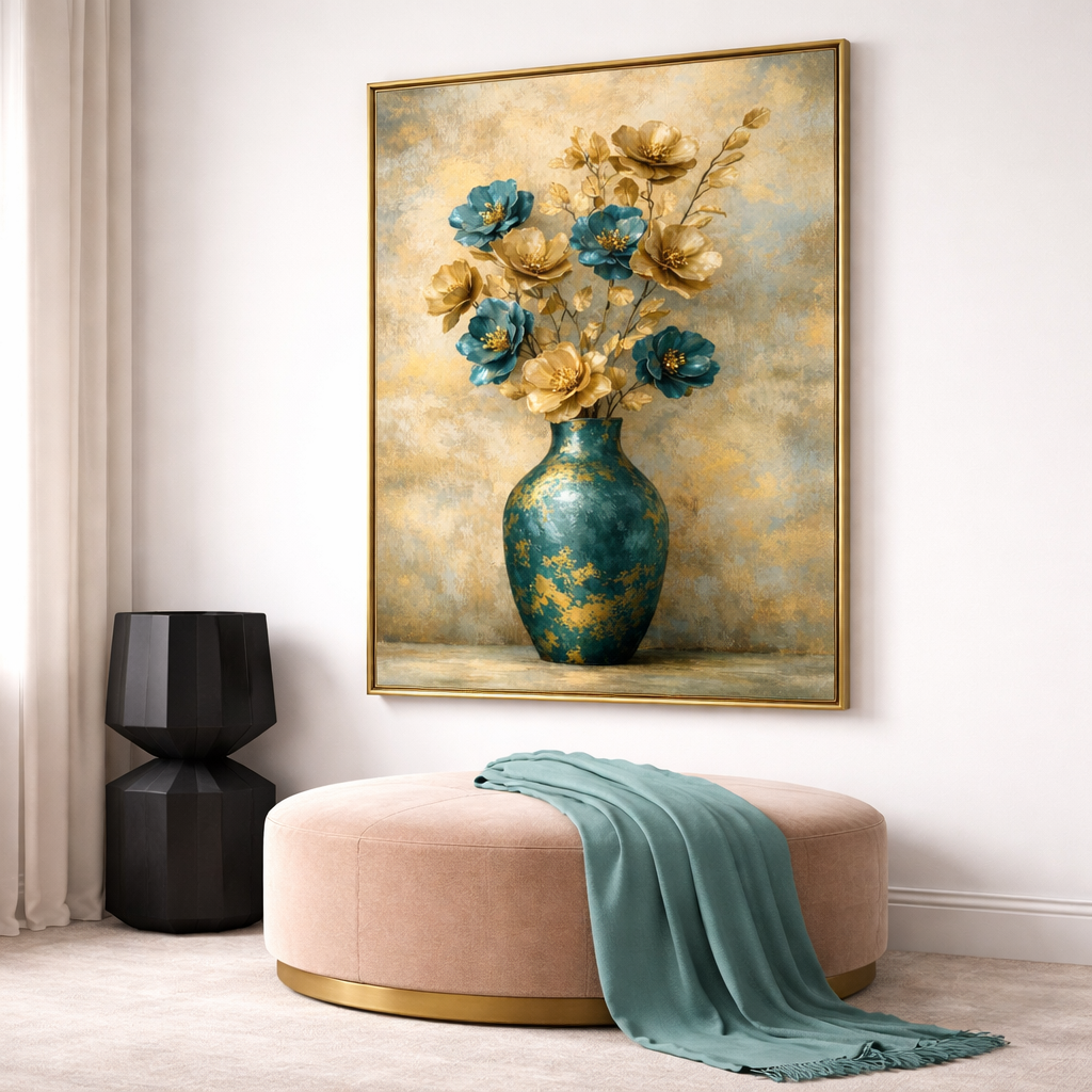 Teal and Gold Floral Wall Art Set – Luxury Botanical Printable Decor – Elegant Glam Digital Download (11x14, 16x20, 18x24, 24x36)