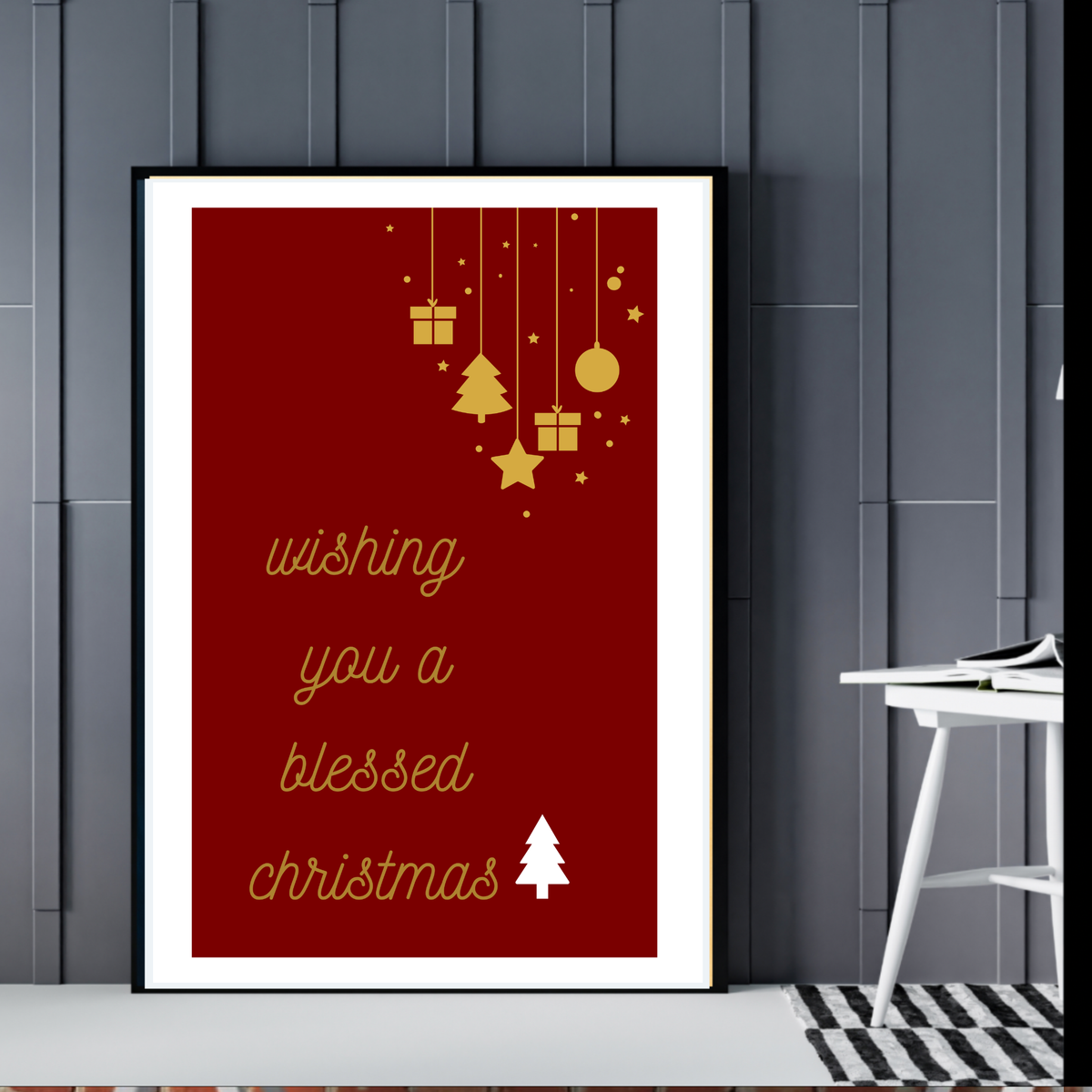 Red White and Gold Christmas Wall Art Set of 3 | Portrait Holiday Prints | Festive Digital Download | Elegant Christmas Home Decor