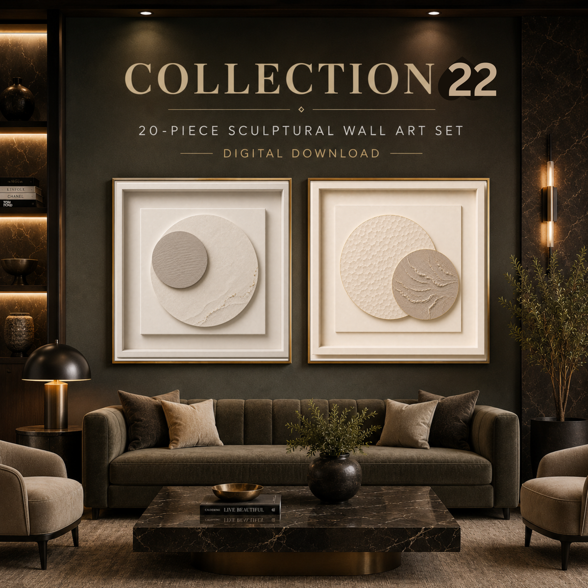 Elegant Soft-Tone Abstract Wall Art Set – Luxury Contemporary Digital Prints for Homes, Hotels, Restaurants, Offices & Airbnbs