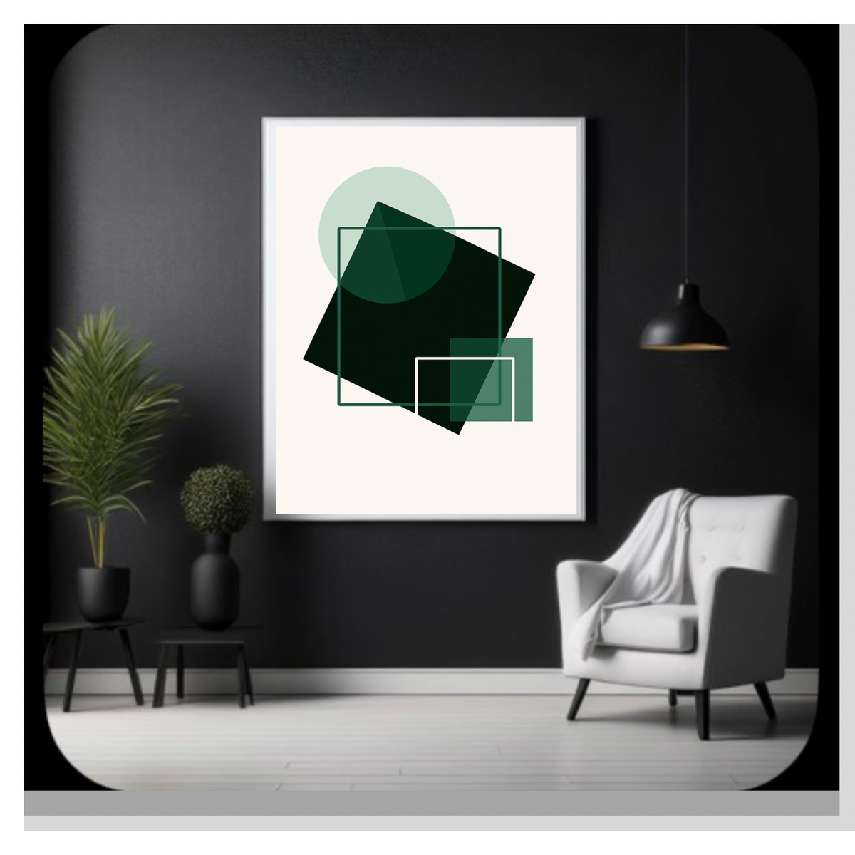 Modern Abstract Green & Black Wall Art – Minimalist Digital Download Print, Neutral Home Décor (16x20, 18x24, 24x36)”