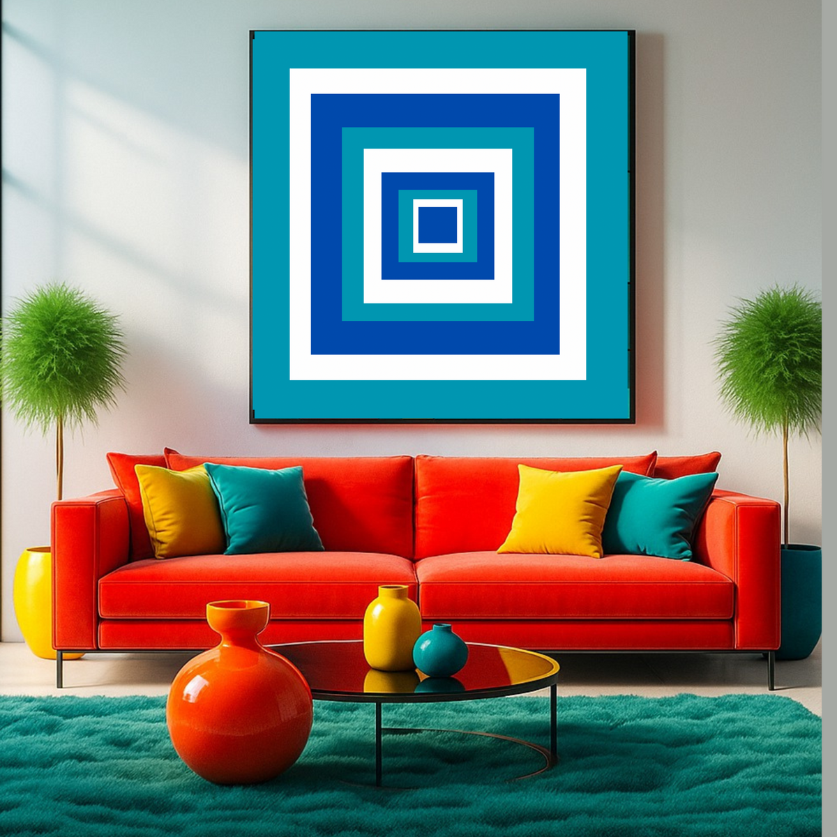 Blue & White Abstract Wall Art Set – 2-Piece Square Digital Download (20×20, 24×24, 36×36)