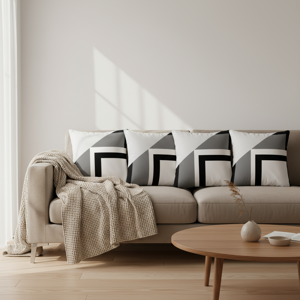 Abstract Modern Throw Pillow – 18x18” & 22x22” Neutral Decorative Cushion for Contemporary Spaces