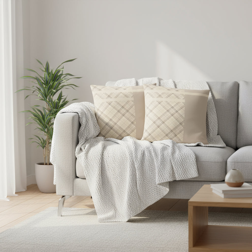 Neutral Tone Abstract Throw Pillow | Modern Minimalist Accent Cushion | 18x18 & 22x22 Inches