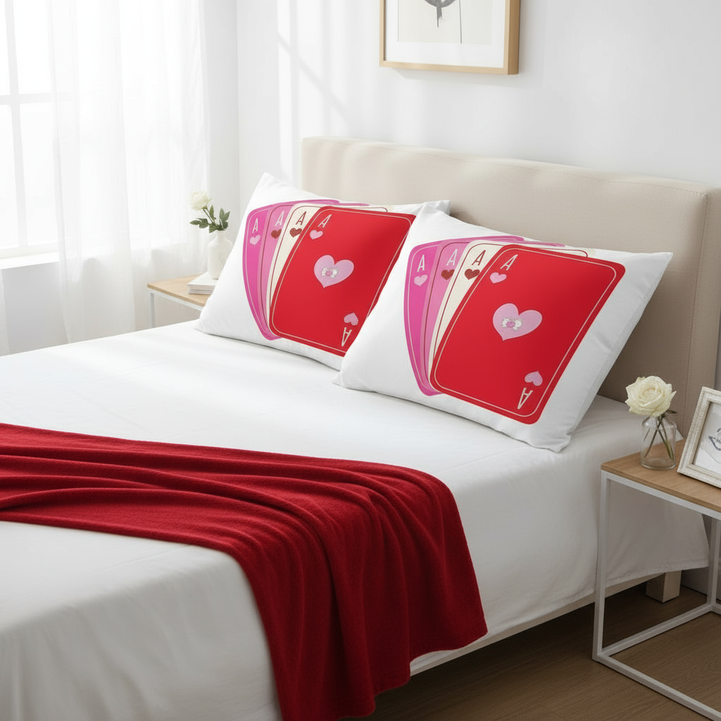 White Pink and Red Valentine Throw Pillow – Romantic Heart Home Décor Cushion (18x18 & 22x22 Inches)