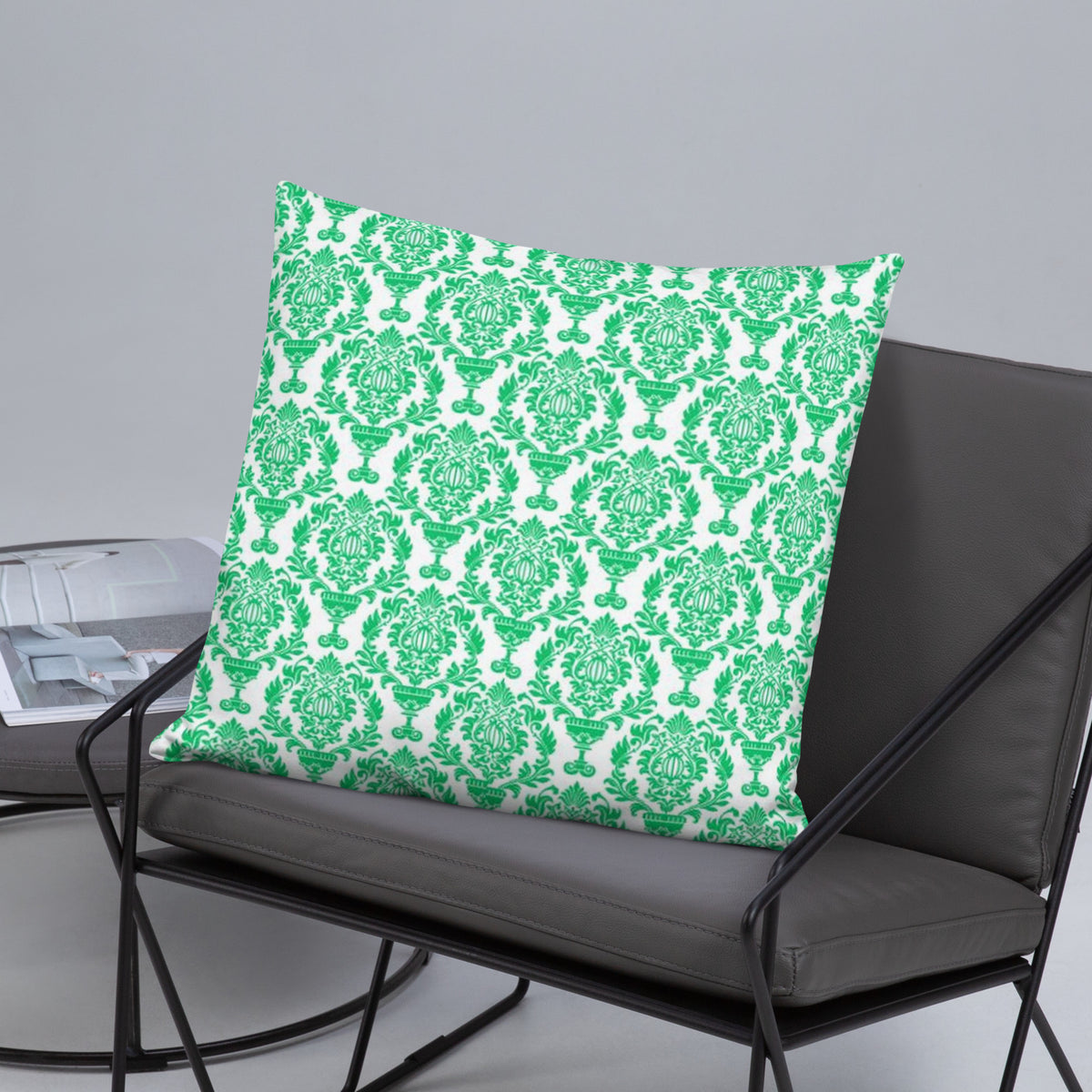 Green & White Abstract Throw Pillow 22x22 | Modern Minimalist Accent Cushion | Contemporary Home Décor
