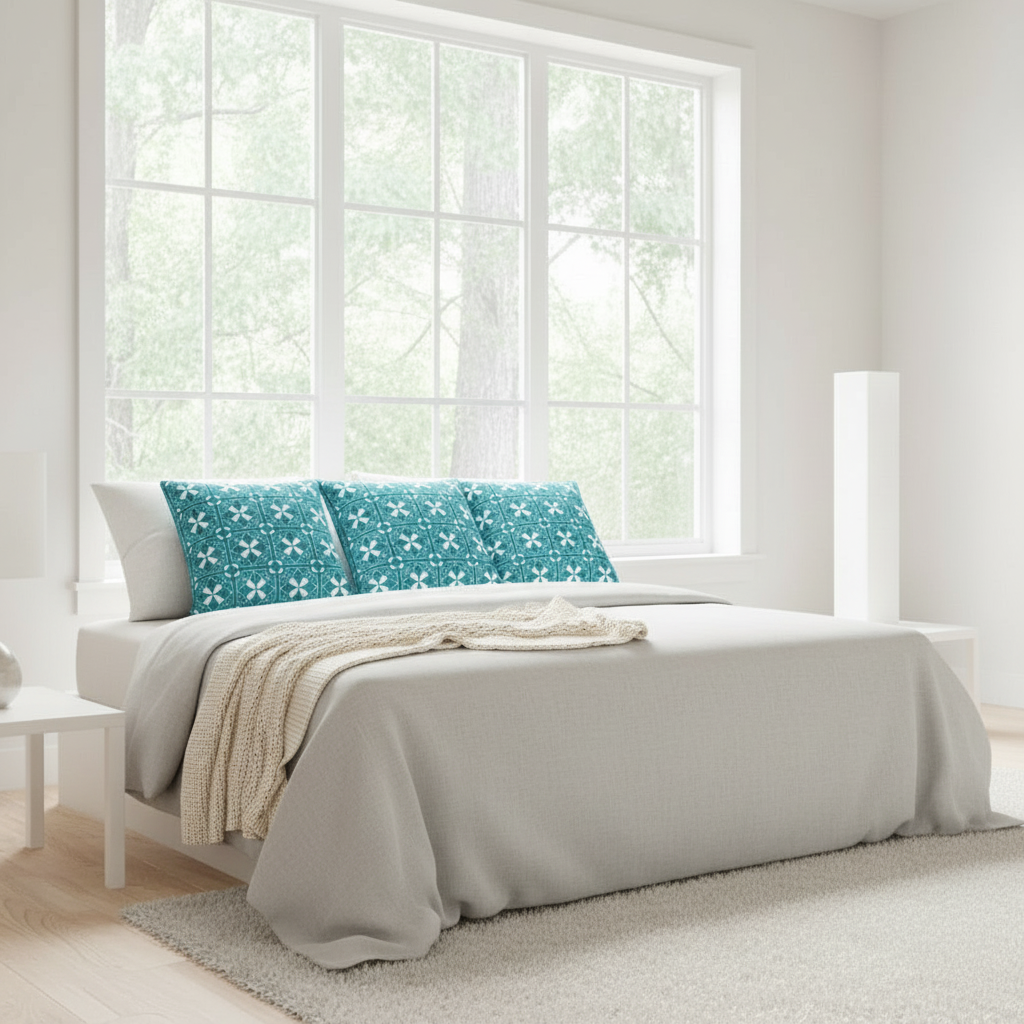 Teal Abstract Decorative Pillow – Modern 22×22 Cushion Cover