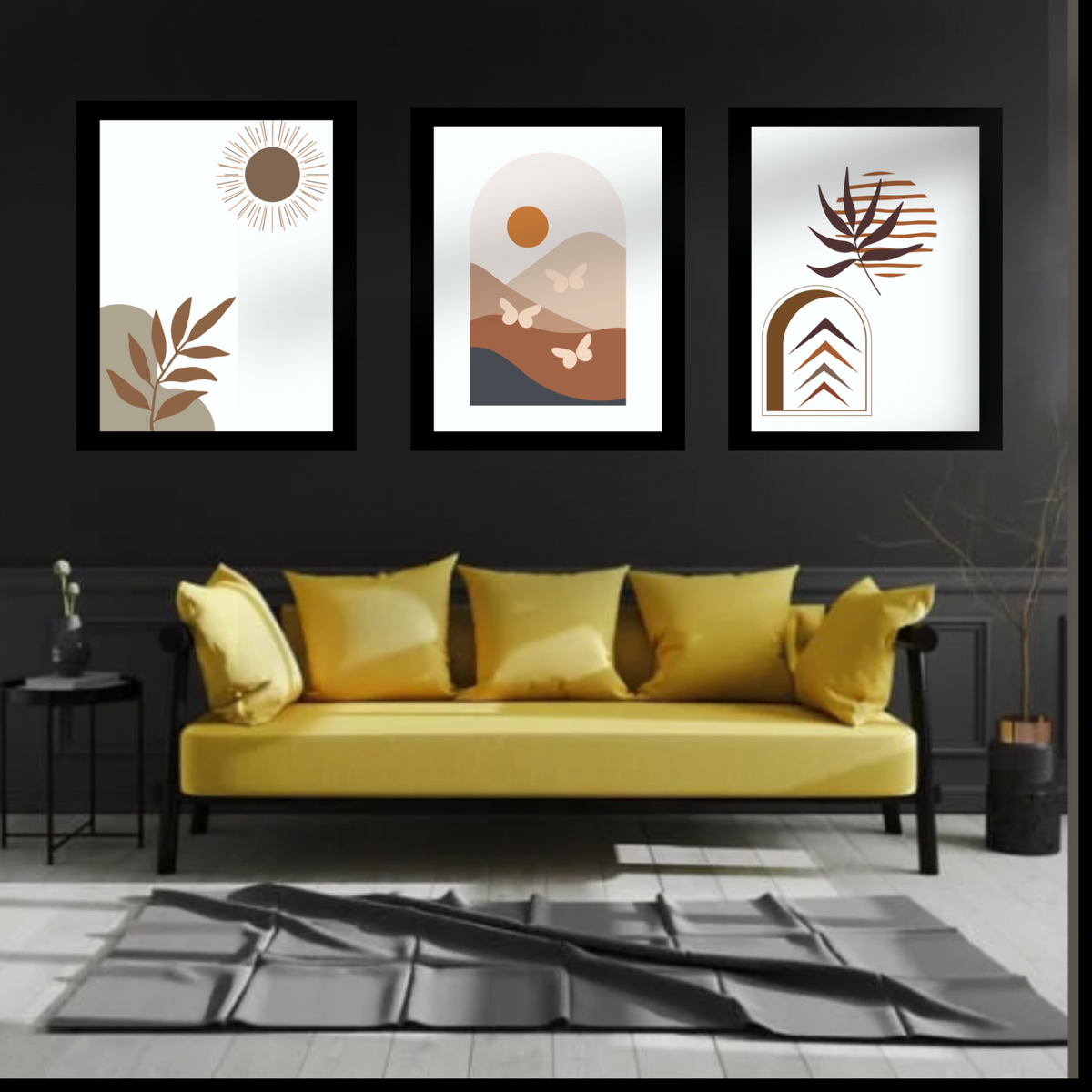 Boho Wall Art Set of 3 – Earthy Neutral Prints (16x20, 18x24, 24x36 Inches)