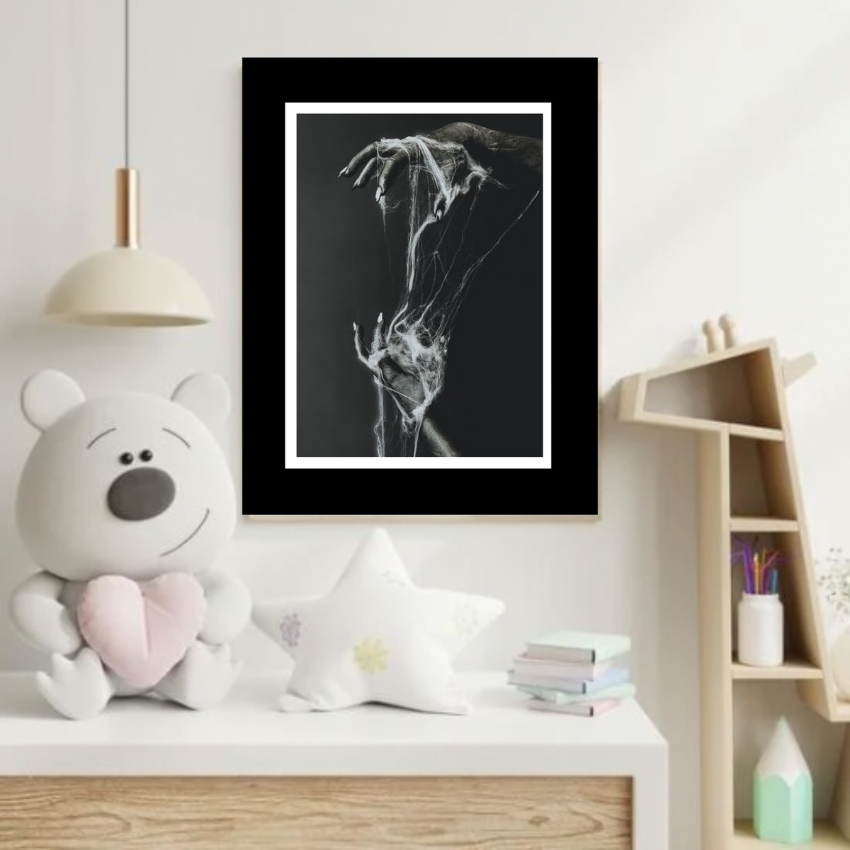 Eerie Black & White Halloween Witch Hand Wall Art | Digital Download Prints