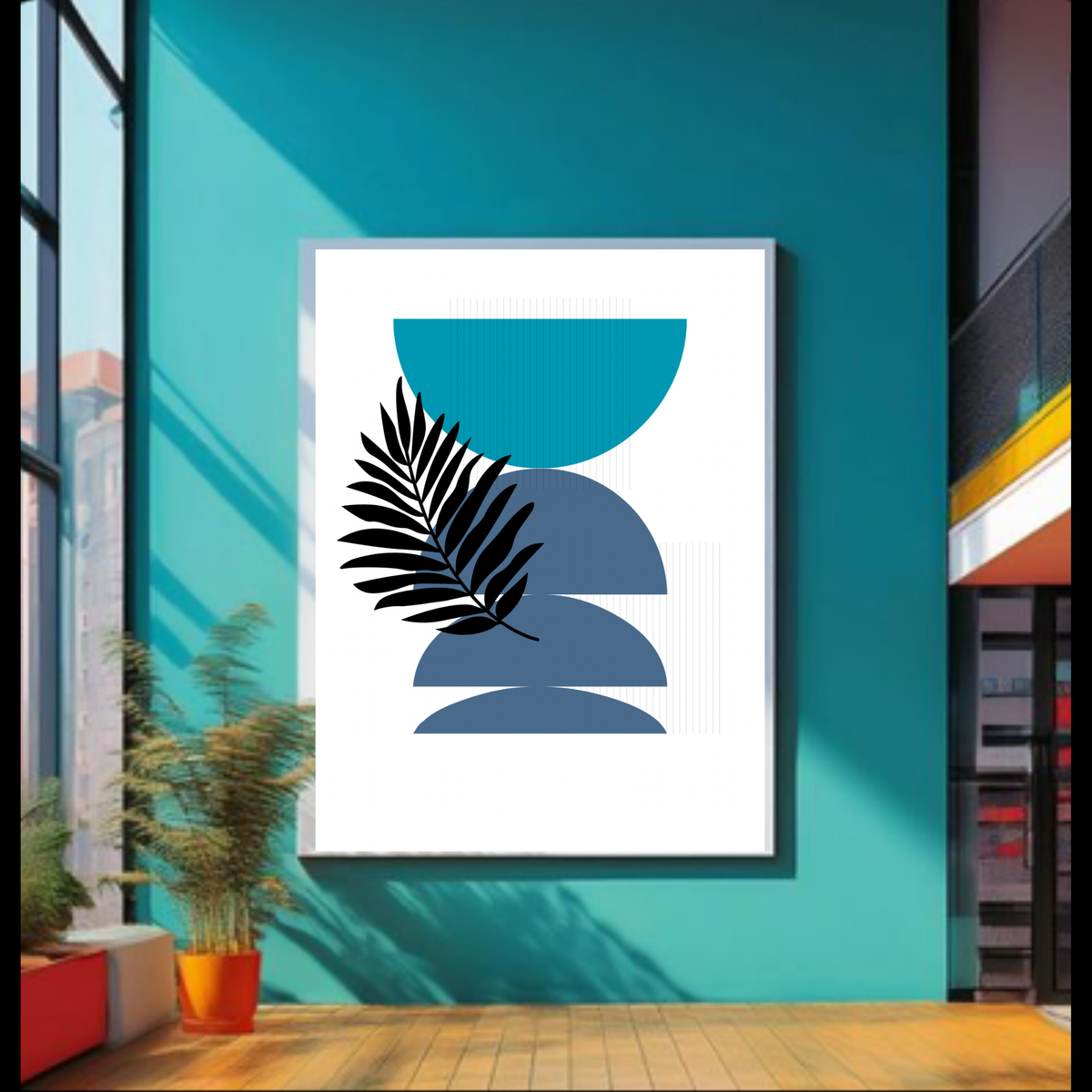 Boho Blue and Teal Wall Art Set | Minimalist Botanical Digital Prints | Bohemian Home Decor | Set of 2 Printable Wall Art