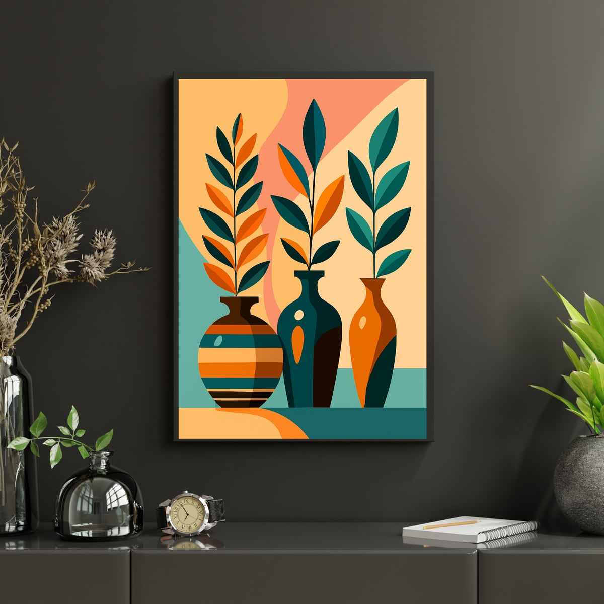 Botanical Flower Wall Art Set of 3 – Digital Download | Vase Art Prints in 3 Sizes (16x20, 18x24, 24x36”)