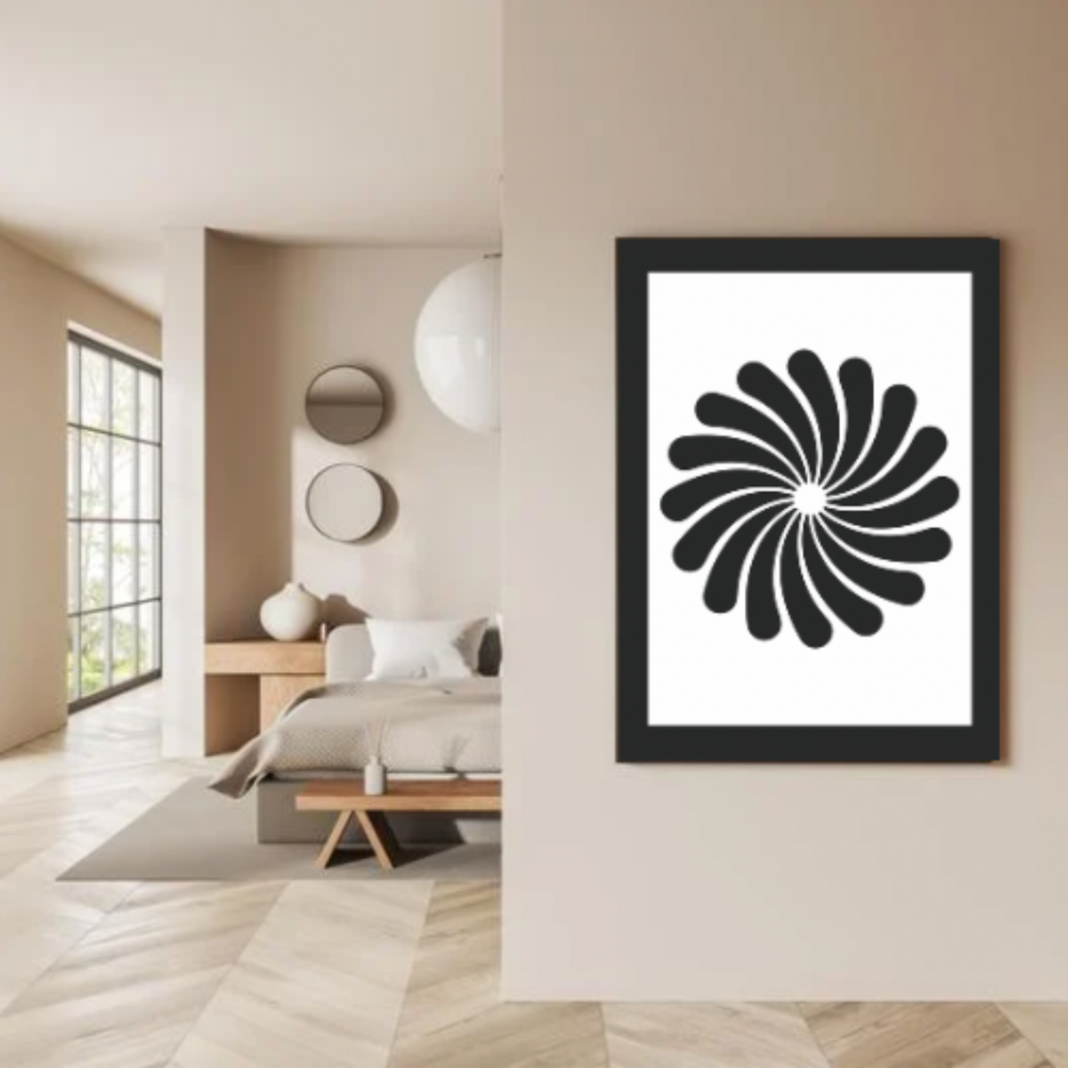 Boho Wall Art Set – 3-Piece Digital Download with White Background, Black Borders & Boho Black Designs (16x20, 18x24, 24x36 Inches)