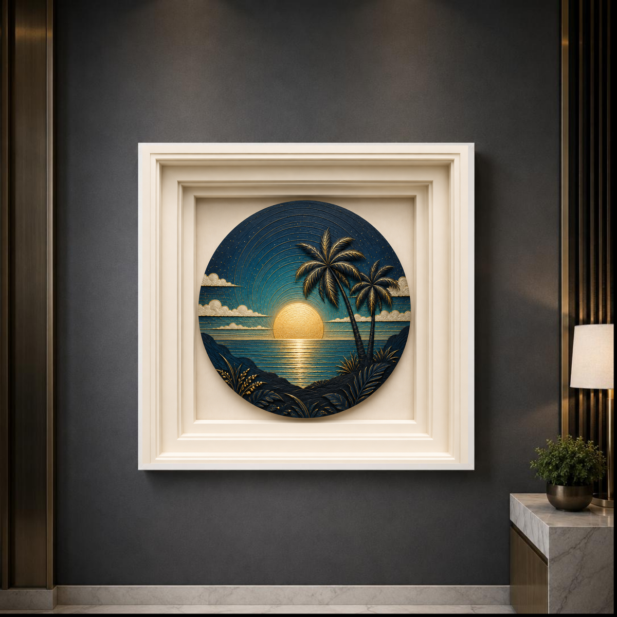 Golden Horizon Sculptural Sunset Wall Art | Premium Square Nature Print | Modern Landscape Digital Download