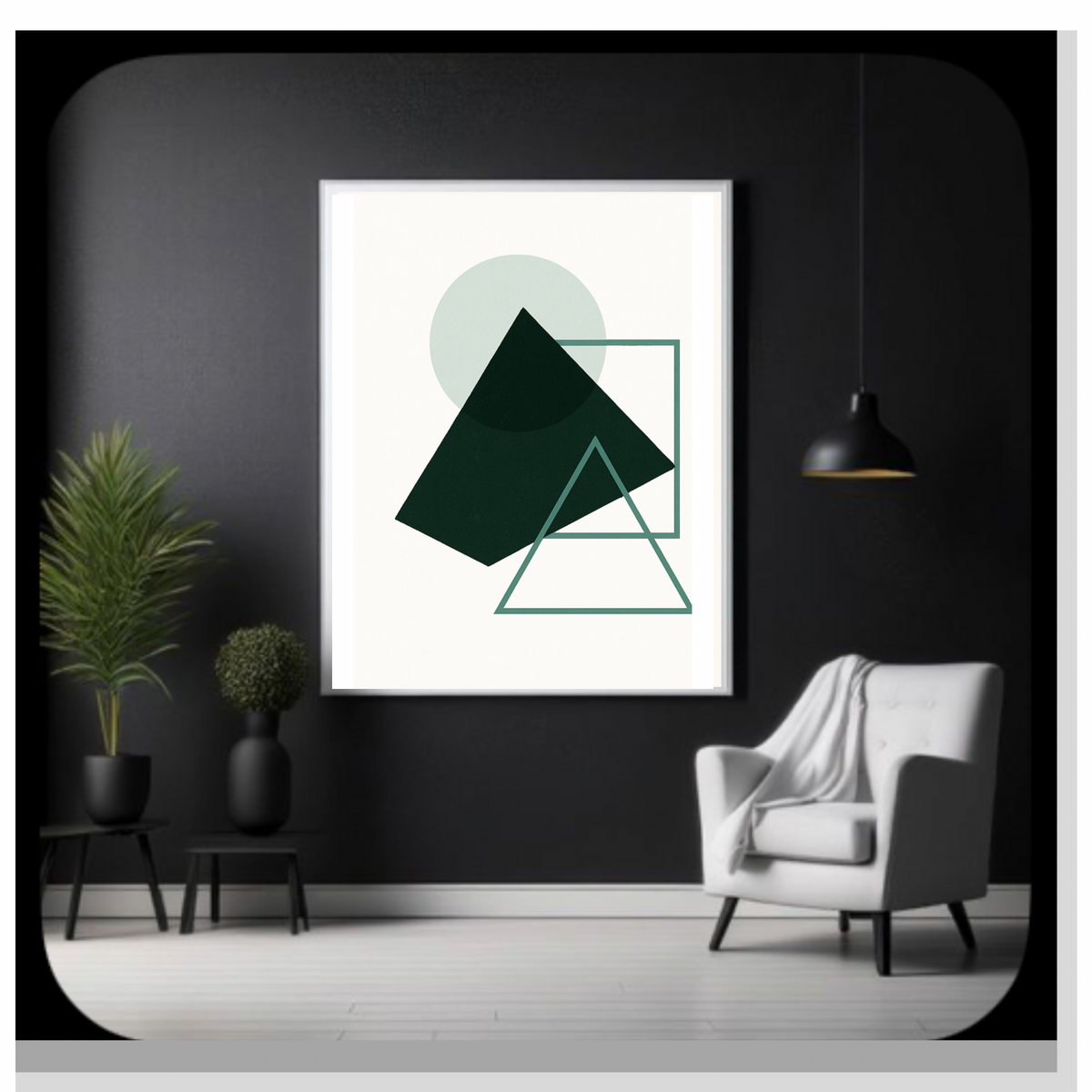 Modern Abstract Green & Black Wall Art – Minimalist Digital Download Print, Neutral Home Décor (16x20, 18x24, 24x36)”