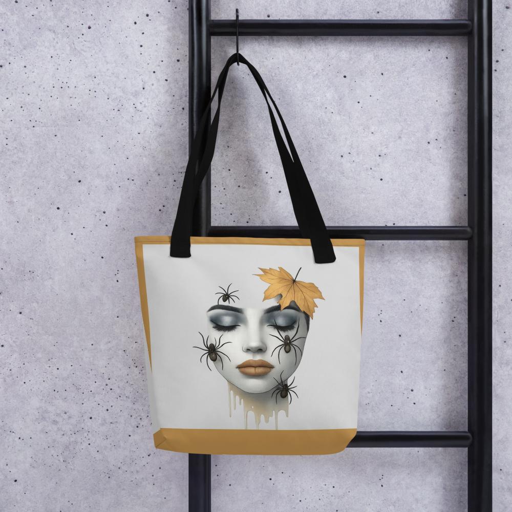 Gray & Brown Halloween Tote Bag – 15”x15” Spooky-Chic Fall Fashion Accessory