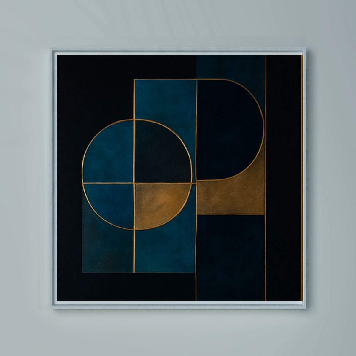 Blue & Gold Abstract Wall Art Digital Download – Square Modern Prints (20x20, 24x24, 36x36)