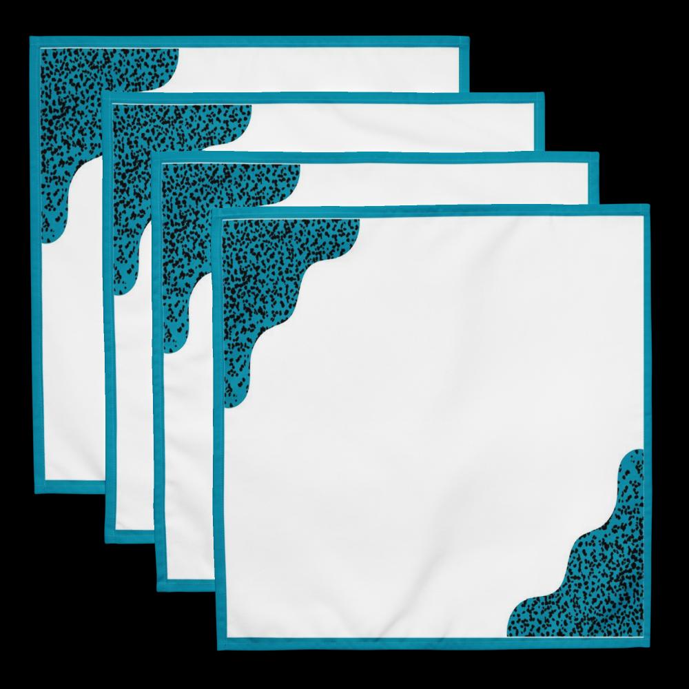 White and Teal Cloth Napkin Set – 4 Elegant 20x20” Reusable Fabric Napkins for Modern Table Décor
