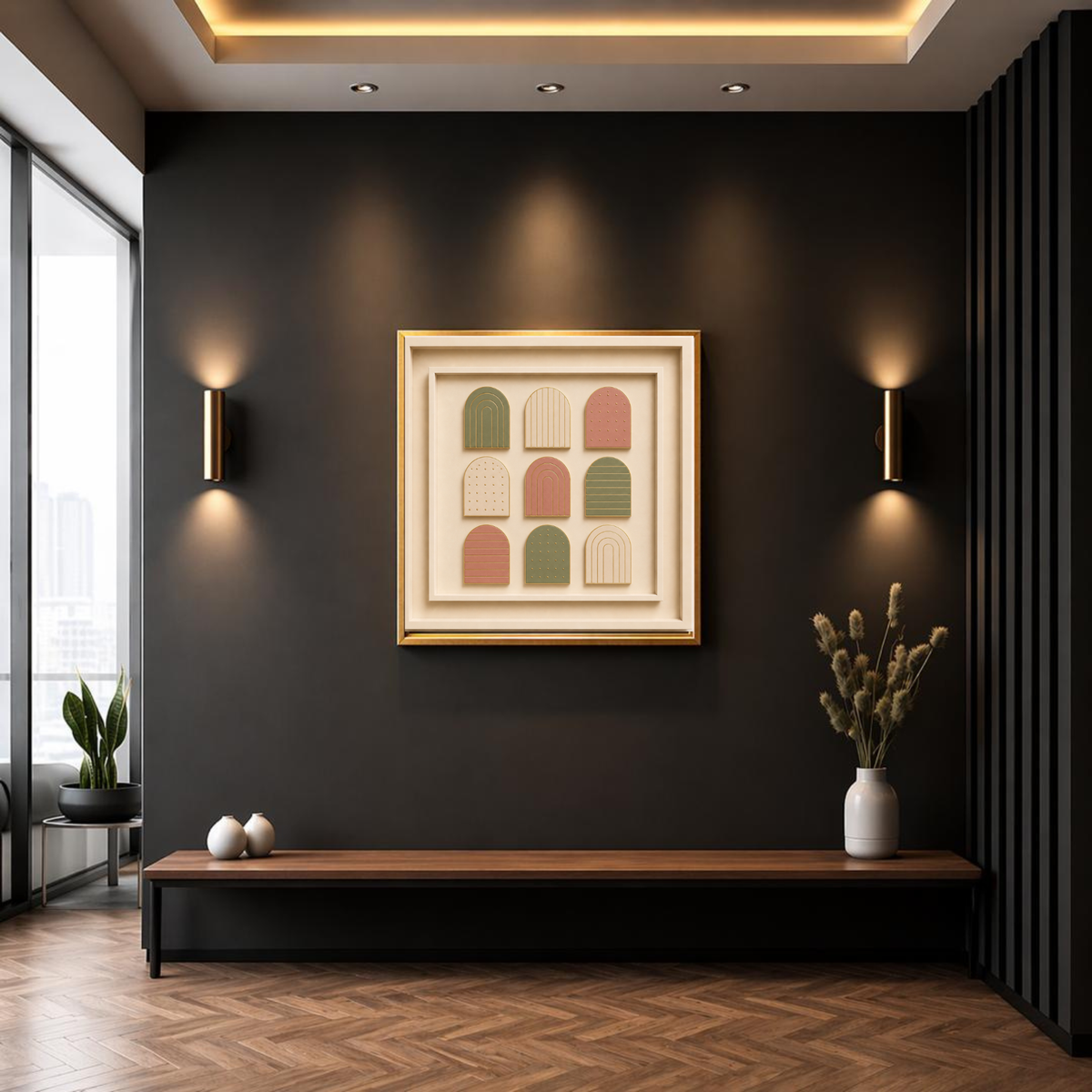 Luxury Geometric Abstract Wall Art Set – Modern Colorful Square Digital Prints for Homes, Hotels, Restaurants, Offices & Airbnbs