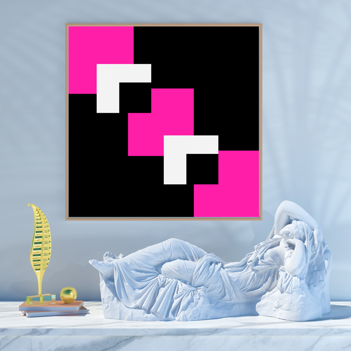 Square Abstract Wall Art – Pink, White & Black Designs (Set of 2 Digital Prints)