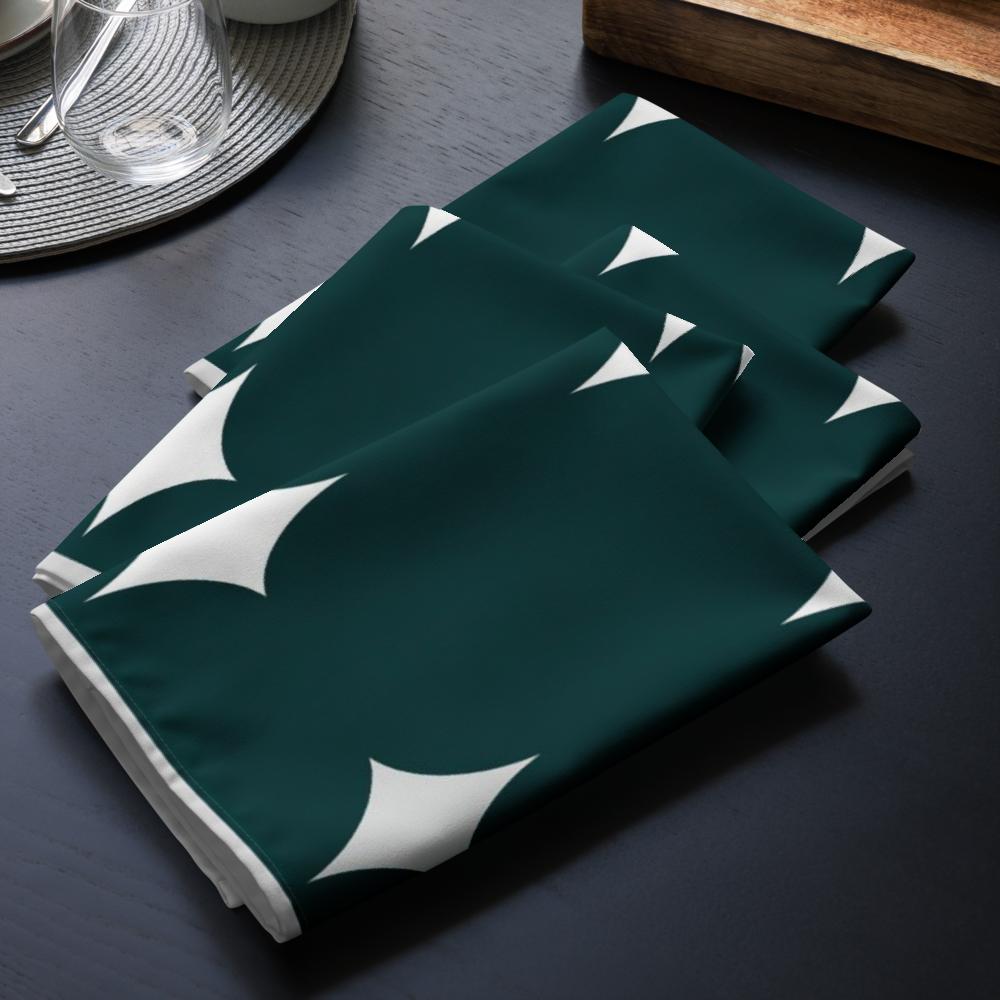 Green and White Cloth Napkin Set – 20x20 Inch Reusable Fabric Dinner Napkins with Modern Pattern Design | Elegant Table Linens for Everyday Dining, Parties & Special Occasions