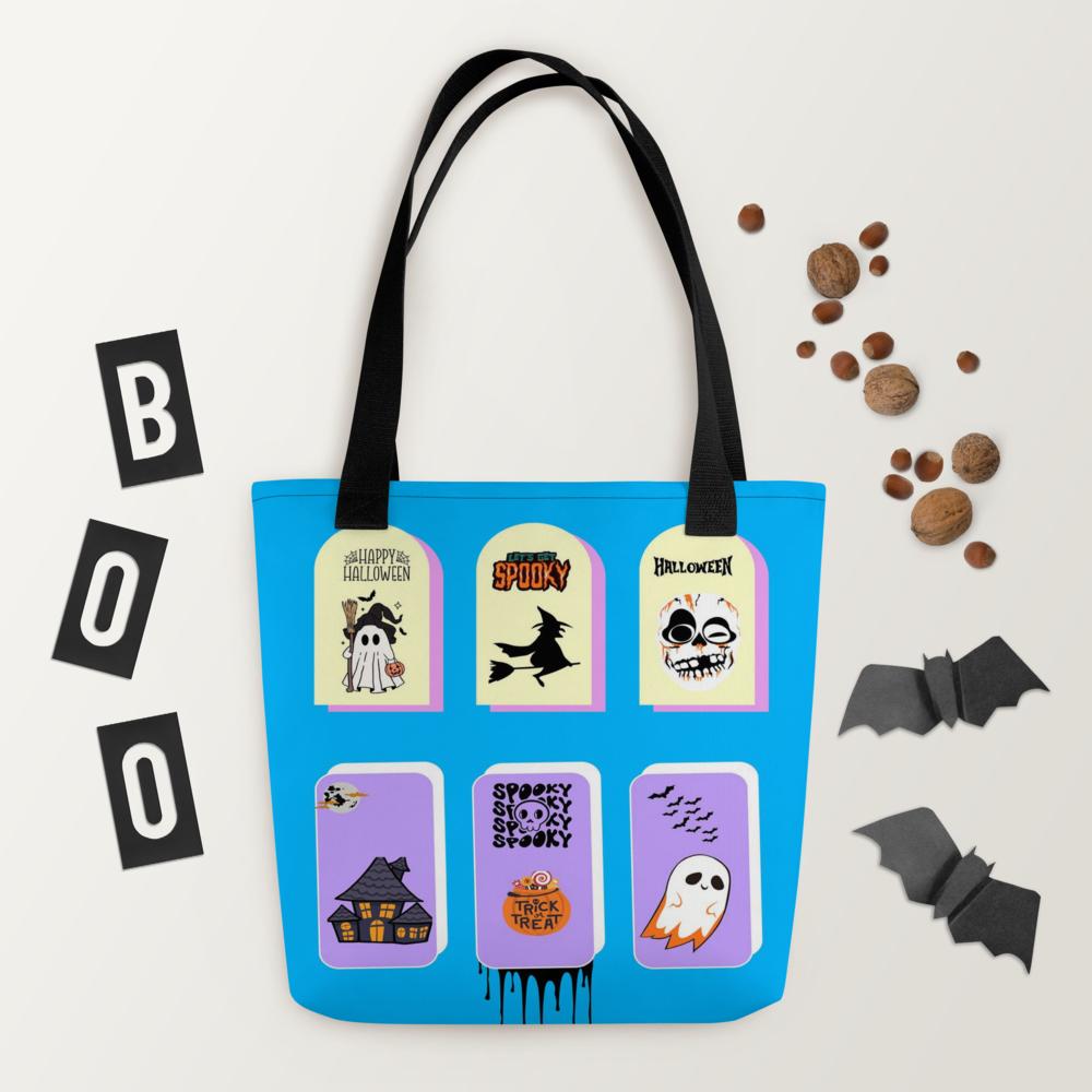 Blue Halloween Tote Bag – 15”x15” Reusable Trick-or-Treat & Everyday Carry Bag
