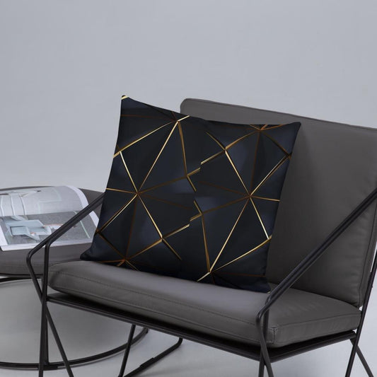 Black Throw Pillow with Tiny Gold Pattern – 18x18” | Minimal Luxe Accent Cushion