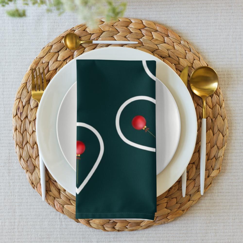 Green Christmas Cloth Napkin Set of 4 | 20x20” Fabric Dinner Napkins | Elegant Holiday Table Décor for Christmas Dining & Entertaining