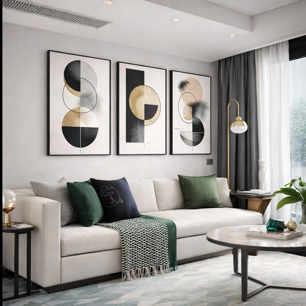 Instant Digital Download – Modern Abstract Geometric Wall Art Set of 3 | Neutral Contemporary Printable Art