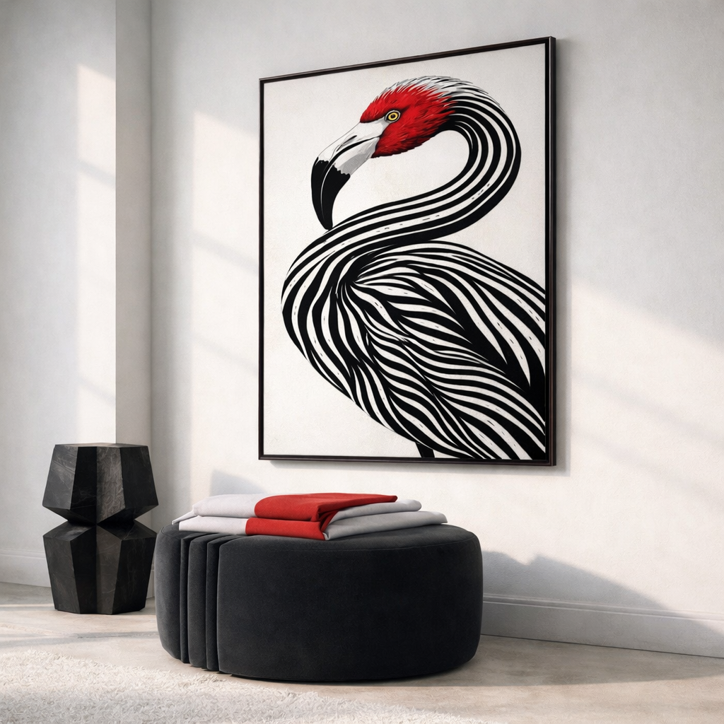 Japanese Crane Wall Art Set – Modern Red Sun Printable Decor – Minimalist Asian Inspired Digital Download (11x14, 16x20, 18x24, 24x36)