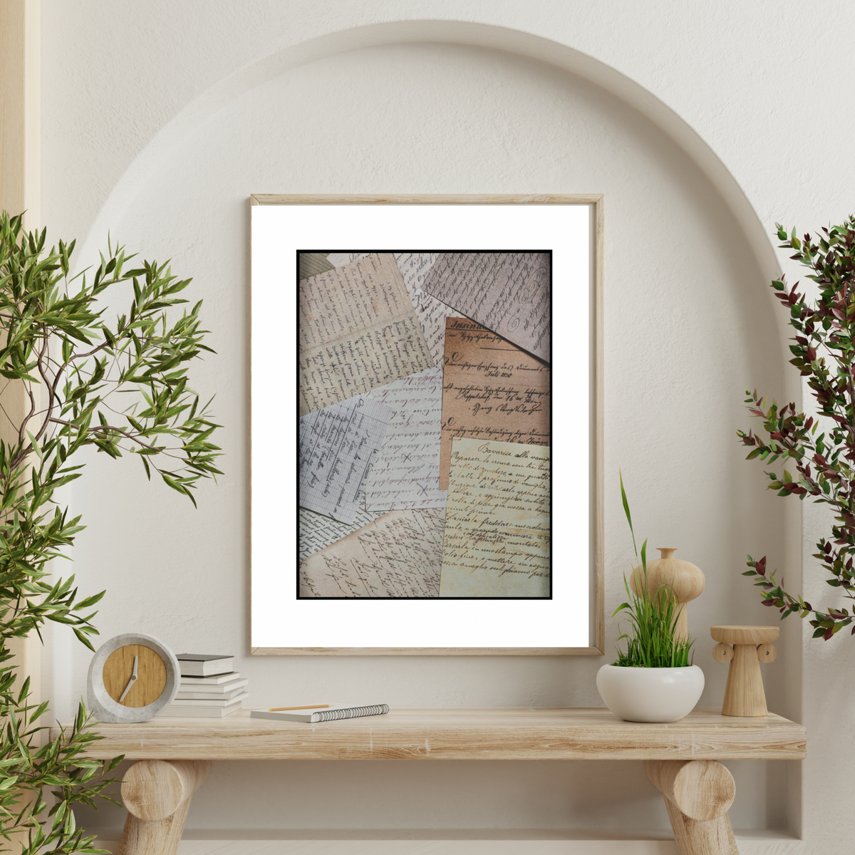 Vintage Wall Art Set – 3-Piece Digital Download with Butterfly, Newspaper & Classic Beige (16x20, 18x24, 24x36 Inches)