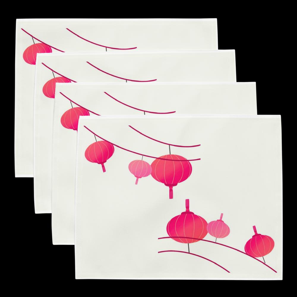 White & Pink Abstract Placemat Set – 4-Pack 18x14 Decorative Table Placemats