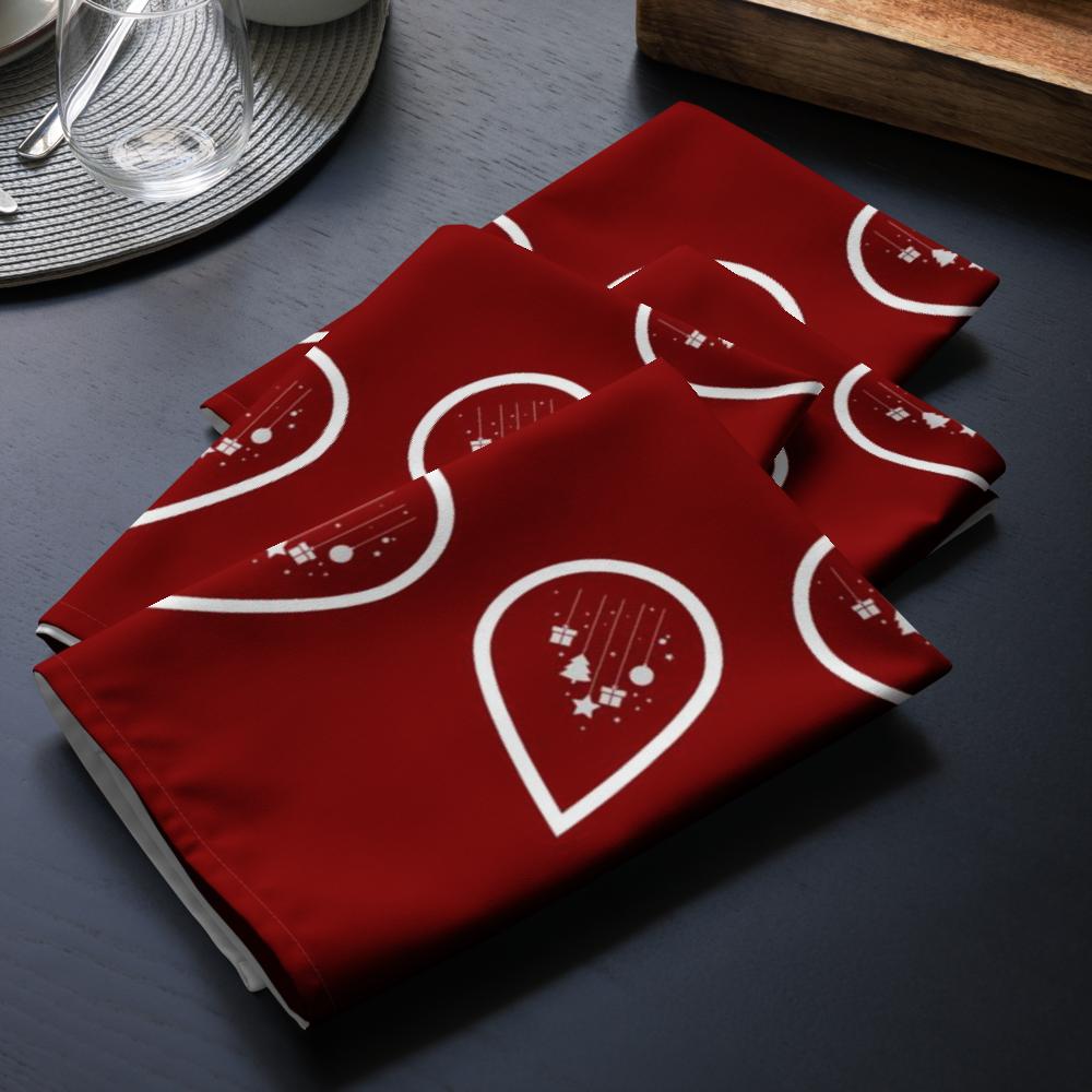 Red Christmas Cloth Napkin – 20x20 Inch Reusable Holiday Dinner Napkin with Festive Christmas Design | Elegant Fabric Napkin for Table Settings, Parties & Family Gatherings