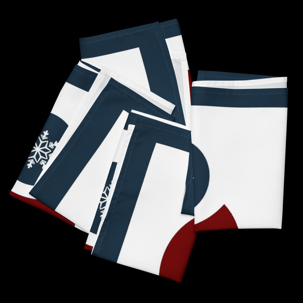 Set of 4 Reusable Fabric Christmas Napkins – 20×20 Inch White, Red & Blue – Holiday Table Cloth Dinner Napkins”