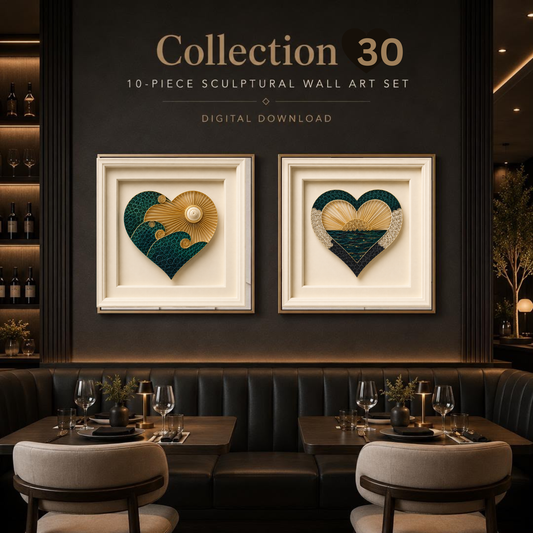 Set of 10 Abstract Heart Wall Art Prints | Modern Sculptural Love-Inspired Gallery Collection | Instant Download Digital Wall Art