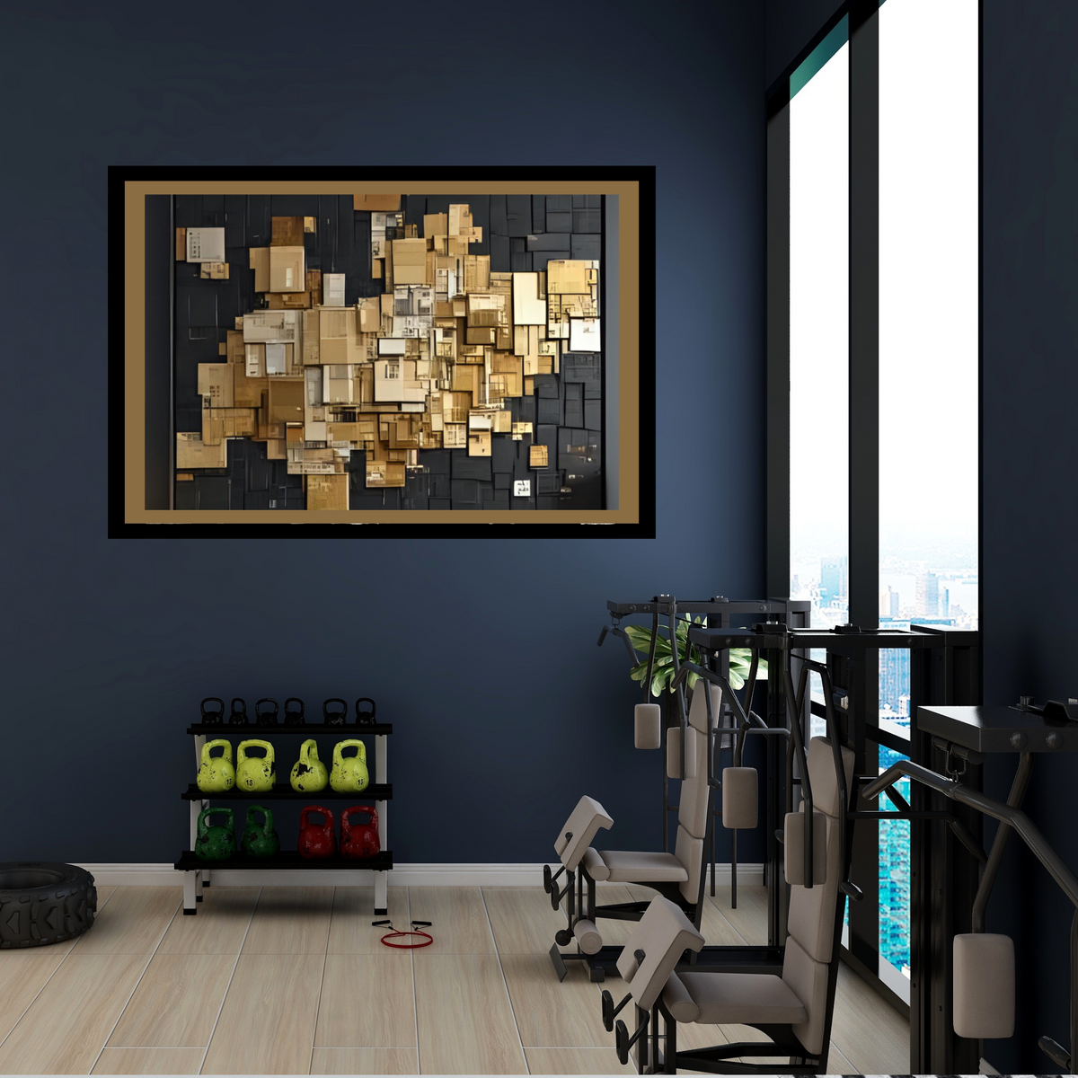 3D Black, Gold & White Abstract Wall Art – 2-Piece Digital Landscape Set (Instant Download, 3 Sizes)