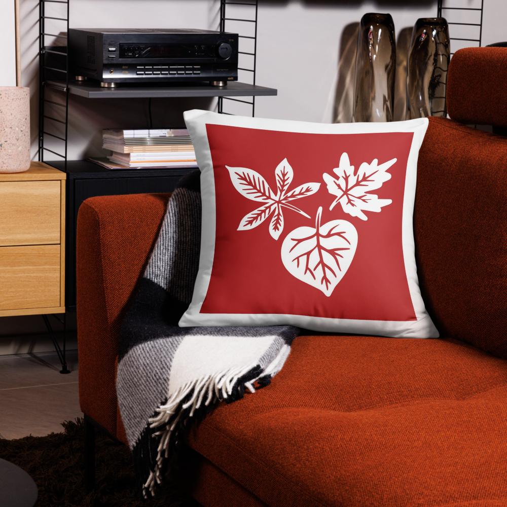 Red & White Floral Throw Pillow – 22x22 Decorative Accent Cushion for Fall & Home Decor
